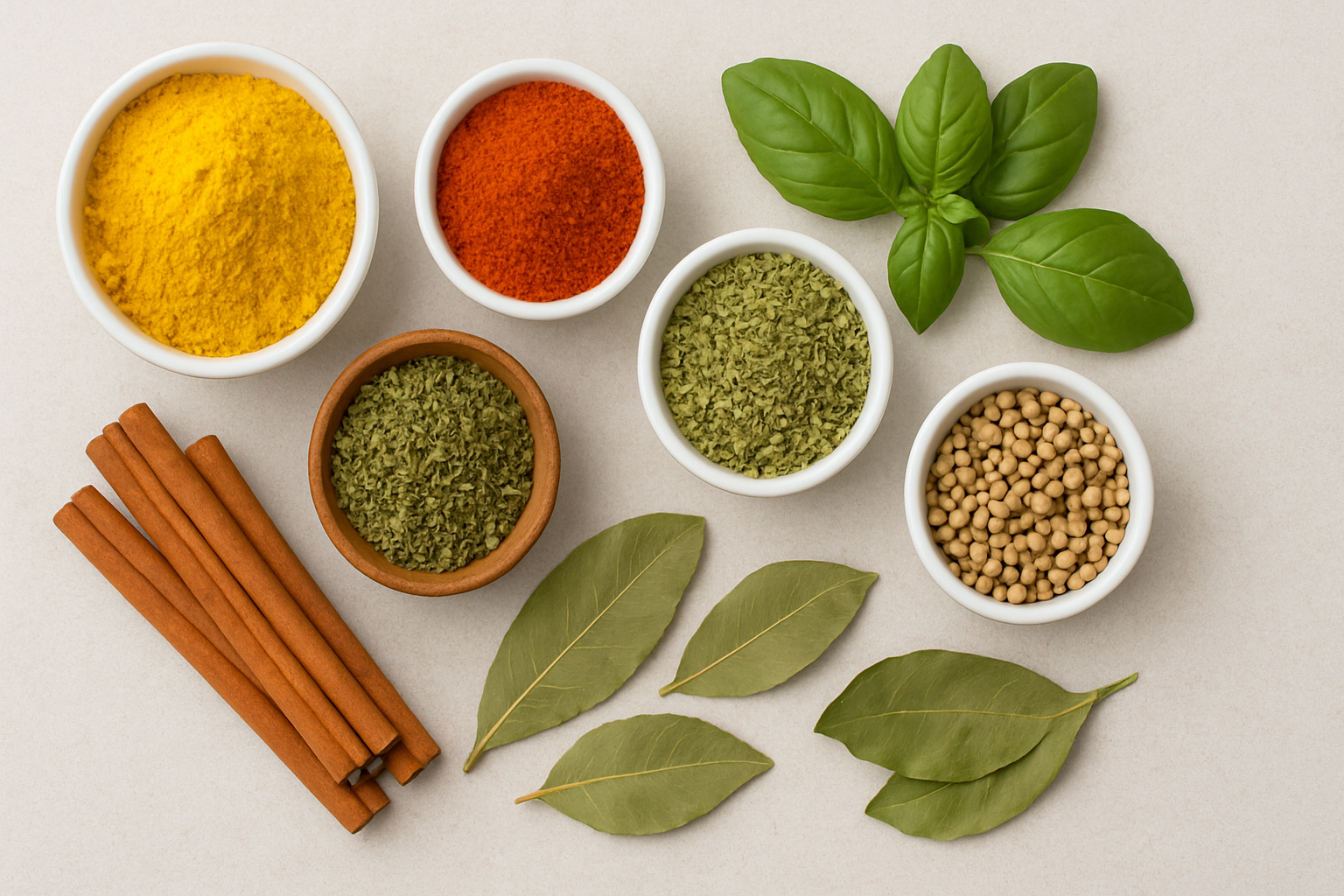 Verschiedene Gewürze und Kräuter als gesunde Alternative zu Salz