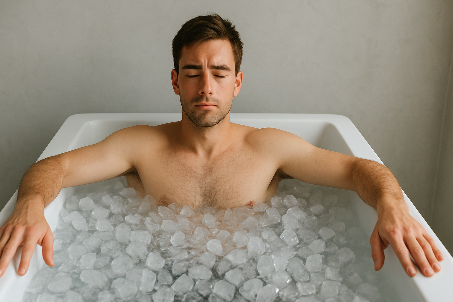 Person beim Eisbad zur Kältetherapie