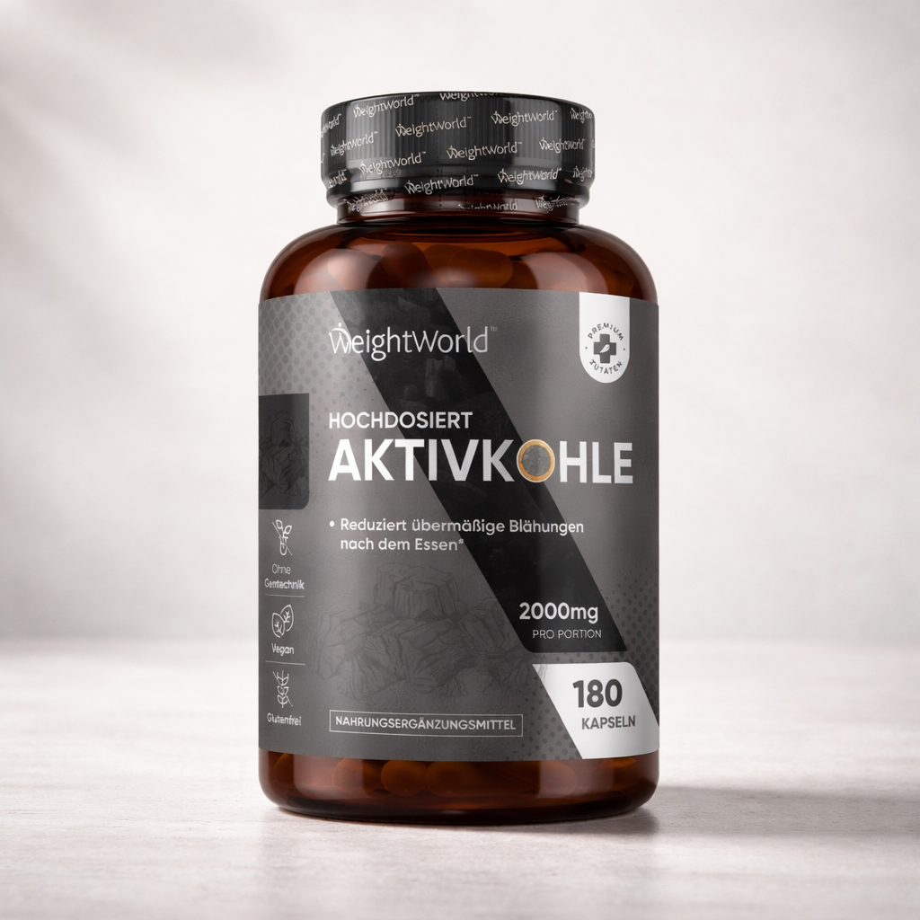 WeightWorld Aktivkohle Kapseln (180, 2000 mg pro Portion) – Produktbild